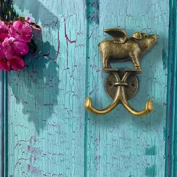 Металлические крючки для одежды, ключей, шляп, полотенец, халатов, держателей ключей в виде летающей свиньи в стиле ретро, для ванной комнаты, спальни, настенных вешалок для одежды, домашнего декора