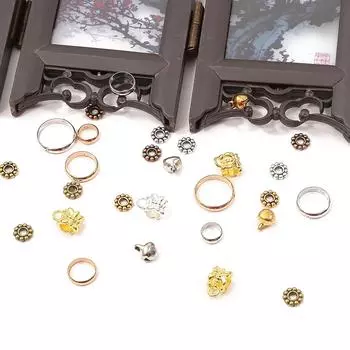 Металлические круглые бусины-разделители в виде цветка сливы для самостоятельного изготовления украшений, браслетов, ожерелий, подвесок серебряный