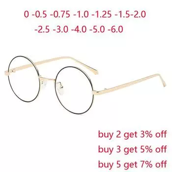 Металлические круглые очки по рецепту в большой оправе с астигматизмом, анти-синий свет, студенческие близорукие очки от 0-0,5-0,75 до-4 0