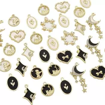 Металлические круглые сердечки лунные подвески для изготовления ювелирных изделий своими руками браслет ожерелье подвески 14.0x17mm