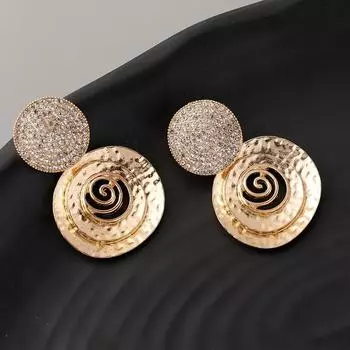 Металлические круглые увеличенные серьги для женщин с вырезом в европейском холодном стиле, металлические бриллианты, индивидуальные модные серьги, ювелирные изделия для вечеринок золотой