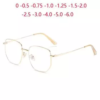 Металлические квадратные студенческие очки для близорукости Готовые модные литературные однофокальные очки без рецепта 0 -0,5 -1,0 до -6,0 Myopia -1.5