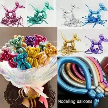 Металлические латексные шары длинной формы, толстые хромированные металлические цвета, надувные воздушные шары, волшебный шар Pack of 10 синий