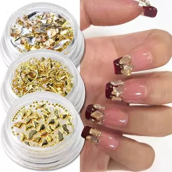 Металлические ЛЮБОВЬ СЕРДЦЕ для ногтей 3D Очарование Стразы для ногтей Камни для декора ногтей Маникюрные инструменты