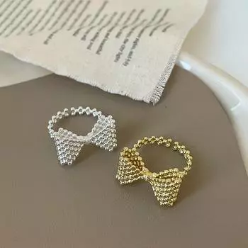 Металлические маленькие круглые бусины, трехмерный бант, открытое кольцо, женские милые, изысканные, модные, элегантные, универсальные серьги