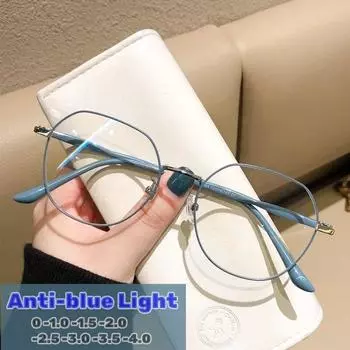 Металлические модные очки унисекс для близорукости, женские близорукие очки с защитой от синего света, роскошный дизайн, очки с диоптриями от 0 до -4,0 0