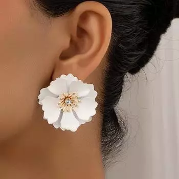 Металлические модные серьги, преувеличенные серьги-цветы, расписанные распылением, многослойные серьги-темпераменты