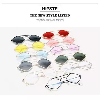 Металлические модные женские и мужские солнцезащитные очки унисекс, солнцезащитные очки в стиле ретро с бриллиантами, многоугольные очки с двойным лучом, океанские очки, нежные ювелирные изделия