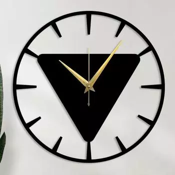 Металлические настенные часы для гостиной и домашнего декора/Стильные часы с цифрами/Большие металлические уличные для спальни, офиса - Черные 40 x 40 cm