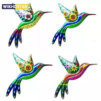 Металлические настенные скульптуры колибри, украшения для дома, заднего двора, сада, двора, железные украшения для дома и улицы, колибри