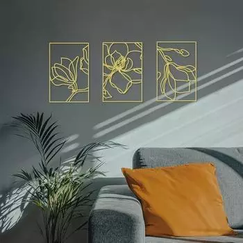 Металлические настенные украшения Большие золотые декоративные рамки Элегантные цветочные произведения искусства, стильный металлический настенный декор Идеально подходит для уникального украшения стен светло-серый