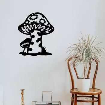 Металлические настенные украшения «Грибной сад» — наружное и внутреннее оформление, стильные металлические настенные украшения для домашнего офиса и жилых помещений чёрный