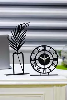 Металлические настольные часы Muyika с римскими цифрами и вертикальная ваза для цветов, декоративный предмет Mms-mb