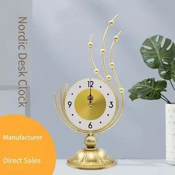 Металлические настольные часы в скандинавском стиле, современные творческие индивидуальные часы, легкие, роскошные, для домашнего офиса, рабочего стола, бесшумный дизайн золотистый
