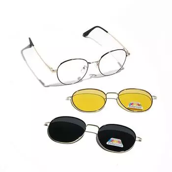 Металлические очки круглые магнитные поляризационные очки мужские ретро поляризационные солнцезащитные очки женщины могут сделать близорукость оправа серебряный