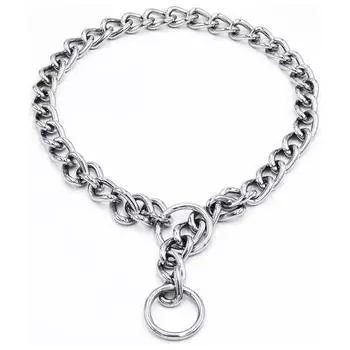 Металлические ошейники-удавки для дрессировки собак для маленьких, средних и больших собак, питбуль, бульдог, крепкий ошейник из нержавеющей стали для собак P China 30cm x 1.6mm серебряный