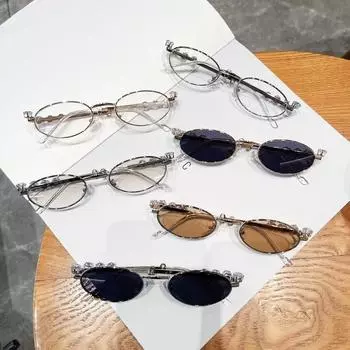 Металлические овальные оттенки, женские солнцезащитные очки со стразами и бриллиантами, блестящая оправа для очков Uv4, модные очки