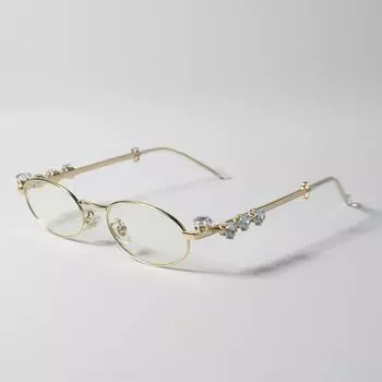 Металлические овальные солнцезащитные очки Женские Мужские Стразы Бриллианты Унисекс Блестящие Оправы для очков Модные очки Защита от УФ-лучей 400