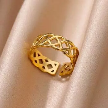 Металлические панк-геометрические кольца для женщин из нержавеющей стали золотого цвета, регулируемое кольцо на палец, женское эстетическое свадебное ювелирное украшение, подарок