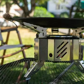Металлические печи для кемпинга на открытом воздухе, 15800 Вт, портативная печь для пикника, барбекю, складные печи с хранилищем серебряный