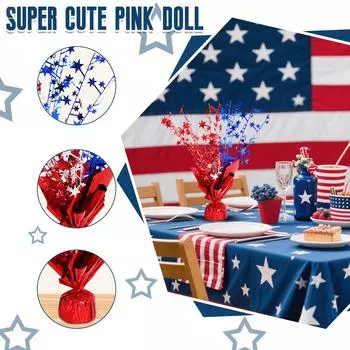 Металлические пластиковые патриотические центральные украшения, красные и синие звезды, украшения ко Дню независимости, праздничные украшения, 1 шт. One Size белый