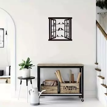 Металлические поделки подвеска птица окно металл настенное украшение. Кованые украшения для дома и офиса. Декор комнаты в готическом стиле светло-серый