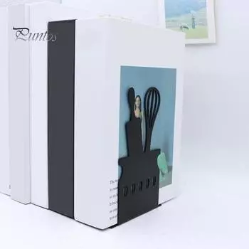 Металлические подставки для книг для полок, черные кухонные принадлежности, дизайнерские подставки для книг для домашнего офиса, прочные нескользящие подставки для книг, канцелярские принадлежности B