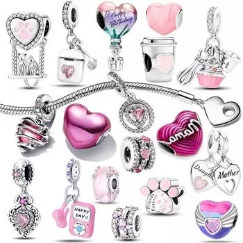 Металлические подвески в форме сердца серебряного цвета, оригинальный браслет серебряного цвета для изготовления ювелирных изделий