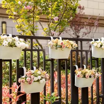 Металлические подвесные, балконные перила, для перил, кашпо с дренажными отверстиями, для террасы, сада, дома, цветочные горшки чёрный