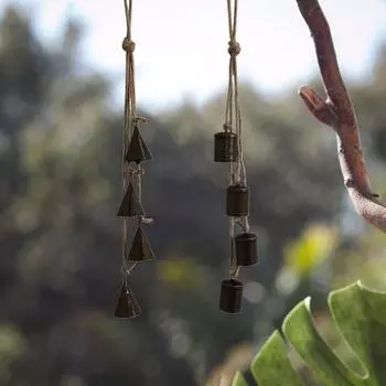 Металлические подвесные колокольчики в стиле ретро, декоративная подвеска с ремешком, колокольчики, подвесное украшение для сада B