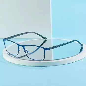 Металлические полнокадровые очки для студентов с блокировкой синего света и близорукостью с квадратными очками для чтения -0.5