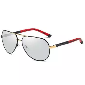 Металлические поляризационные, меняющие цвет очки, круглые зеркальные солнцезащитные очки в форме лягушки, очки для вождения, очки ночного видения.