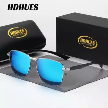 Металлические поляризованные солнцезащитные очки HdHues для мужчин и женщин с однолучевыми квадратными двухцветными солнцезащитными очками для путешествий на открытом воздухе, UV400. черный серый