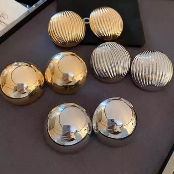 Металлические полукруглые серьги для женщин, европейско-американские преувеличенные серьги-гвоздики, однотонные большие круглые украшения для вечеринки, подарок A золотой