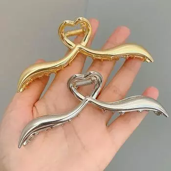 Металлические полые заколки для волос Love Hair Claws, милые нерегулярные заколки для волос в форме сердца и краба для женщин и девочек, трендовые аксессуары для волос для вечеринок, очаровательные головные уборы янтарь