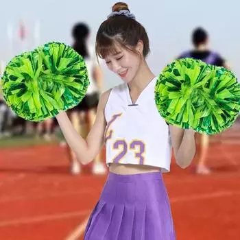 Металлические помпоны для черлидинга с ручкой, яркие цвета, помпоны с цветами, аксессуары для вечеринок лимонно-желтый