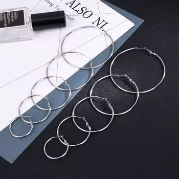 Металлические преувеличенные кольца для вечеринок, большие круглые серьги-кольца, модные ювелирные изделия, гвоздики для ушей 4cm