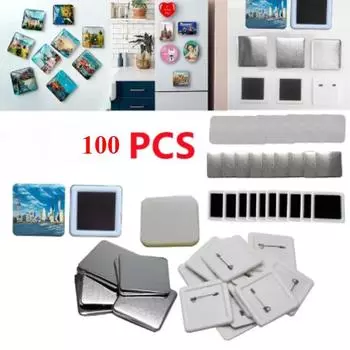 Металлические принадлежности для изготовления значков 100 шт./компл., квадратные значки, задние детали кнопок для машины для изготовления кнопок своими руками, значки 50*50 мм, подарки 100pcs