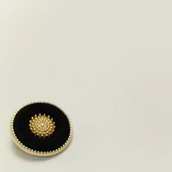 Металлические пуговицы в стиле ретро Xiaoxiang, флокированная ткань, твидовый пиджак, декоративные пуговицы, двусторонние нейлоновые пуговицы для свитера 1 #[Flannel Black] * 24L = 15.0 MM