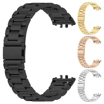 Металлические ремешки из нержавеющей стали, твердые, регулируемые для Samsung Galaxy Fit 3 SM-R390 чёрный