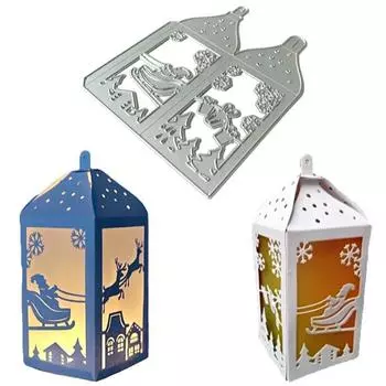 Металлические режущие трафареты Рождественская коробка Режущие штампы Тиснение Инструменты для DIY изготовления для скрапбукинга Фото серебряный
