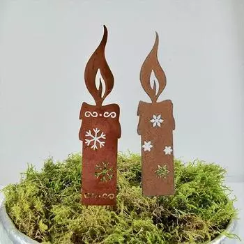 Металлические садовые колья, ржавые свечи, силуэт, украшение, рождественская елка, садовые поделки