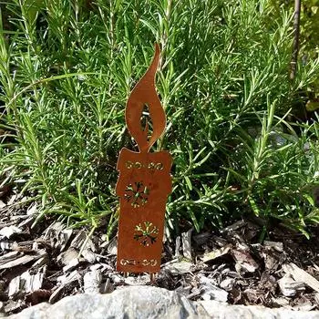 Металлические садовые колышки, силуэт рождественской елки, садовые поделки, ржавый силуэт свечи, орнамент