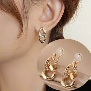 Металлические серьги без пирсинга женские серьги-цепочки подарочные украшения