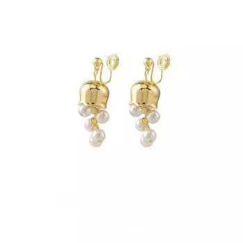 Металлические серьги Florer, модные серьги с искусственным жемчугом, ретро-спирали от комаров, зажимы для ушей без пирсинга