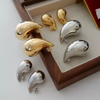 Металлические серьги-гвоздики в форме капли воды, Стиль, Модная индивидуальность, Преувеличенные серьги, Холодная атмосфера, Серьги Advanced Sense