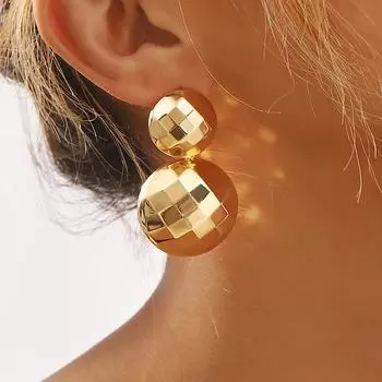 Металлические серьги с индивидуальным дизайном, сферическая огранка, серьги в форме дискобола