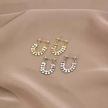 Металлические серьги с кисточками в форме круга с геометрическим дизайном и сверкающей цепочкой, универсальный стиль золотой