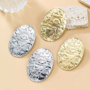 Металлические серьги в европейском и американском стиле с овальным узором для женщин - коллекция осень/зима серебряный