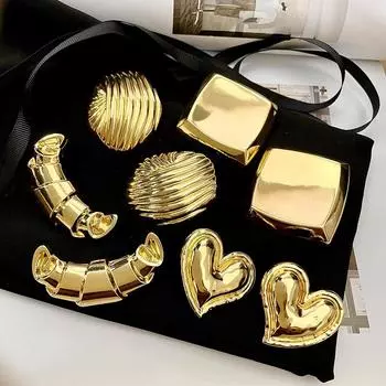 Металлические серьги, золотые серьги, легкая роскошь на осень и зиму, ощущение высокого класса, золотые серьги в гонконгском стиле с уникальным темпераментом для женщин